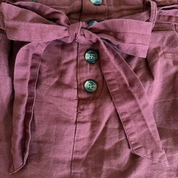 American Eagle Womens M Cotton Linen Belted Lined Mini Skirt Rust Burnt Orange - Picture 3 of 10